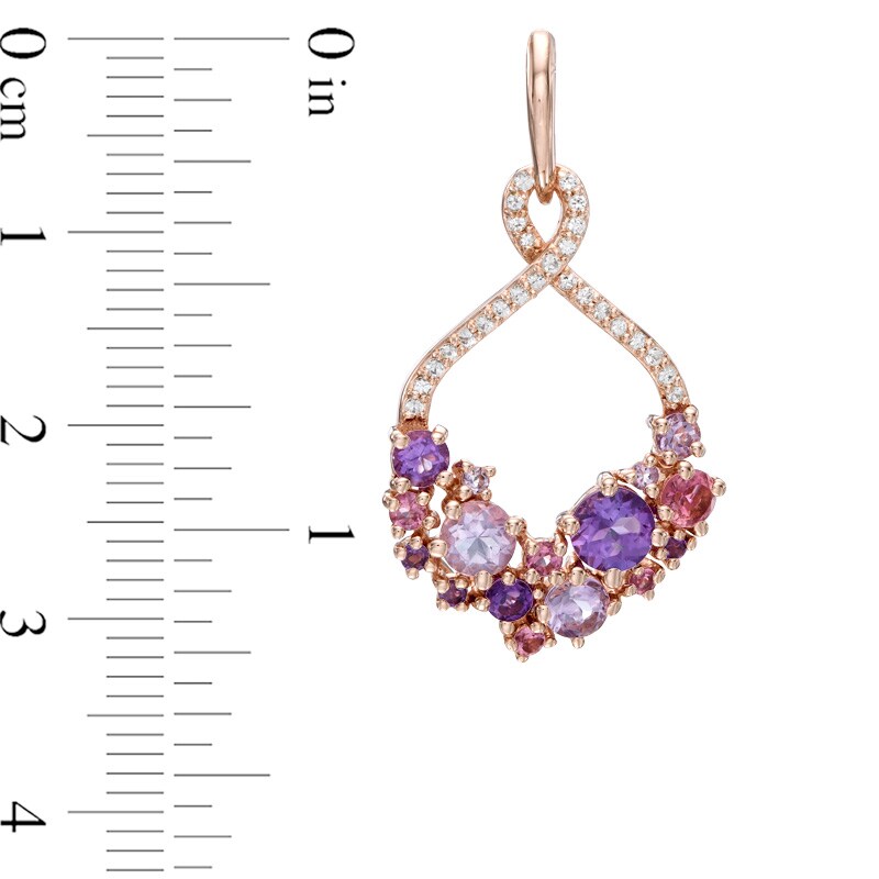 Main Image 2 of Multi-Gemstone and Lab-Created White Sapphire Teardrop Earrings in Sterling Silver with 18K Rose Gold Plate
