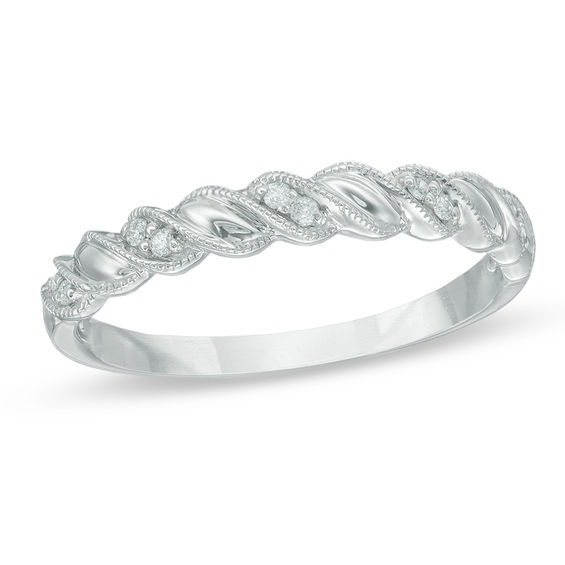 Diamond Accent Vintage-Style Cascading Anniversary Band in 10K White Gold