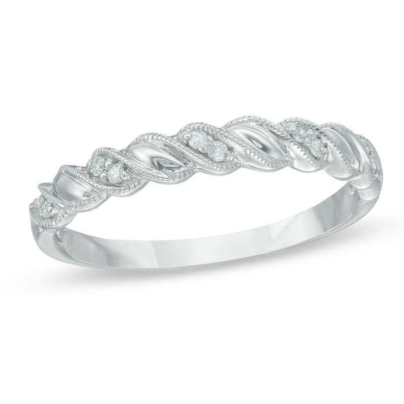 Main Image 1 of Diamond Accent Vintage-Style Cascading Anniversary Band in 10K White Gold