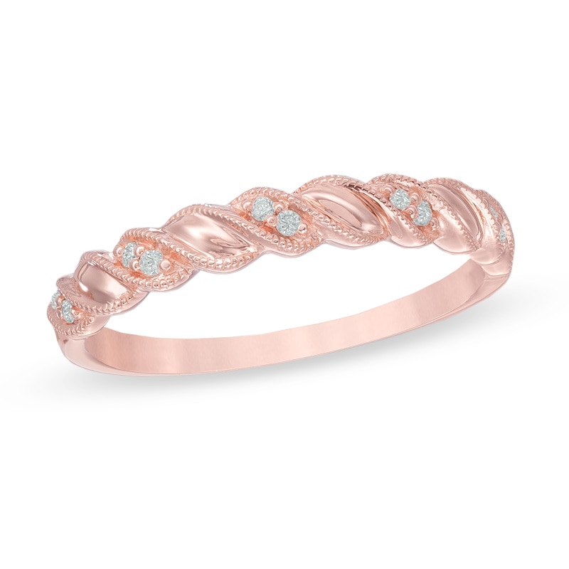Diamond Accent Vintage-Style Cascading Anniversary Band in 10K Rose Gold