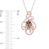 Thumbnail Image 2 of Pear-Shaped Morganite and 1/5 CT. T.W. Diamond Scroll Pendant in 10K Rose Gold