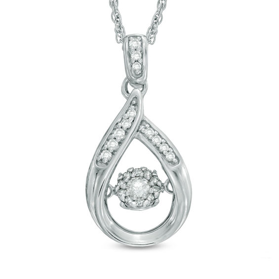 1/6 CT. T.w. Diamond Cluster Teardrop Pendant in Sterling Silver