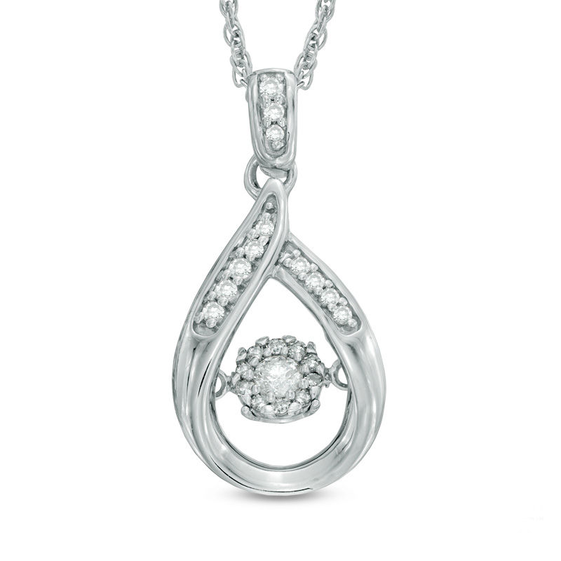 Main Image 1 of 1/6 CT. T.W. Diamond Cluster Teardrop Pendant in Sterling Silver