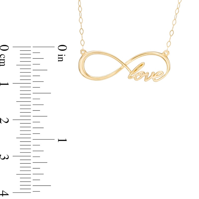 Main Image 2 of Sideways Infinity "Love" Necklace in 10K Gold - 17"