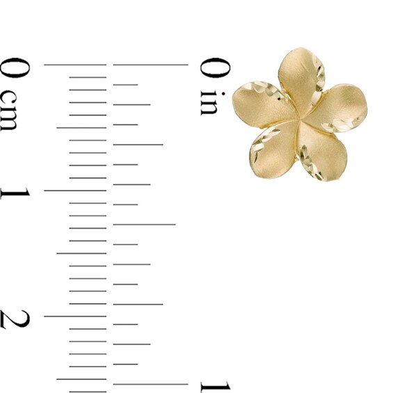 Plumeria Flower Stud Earrings in 10K Gold