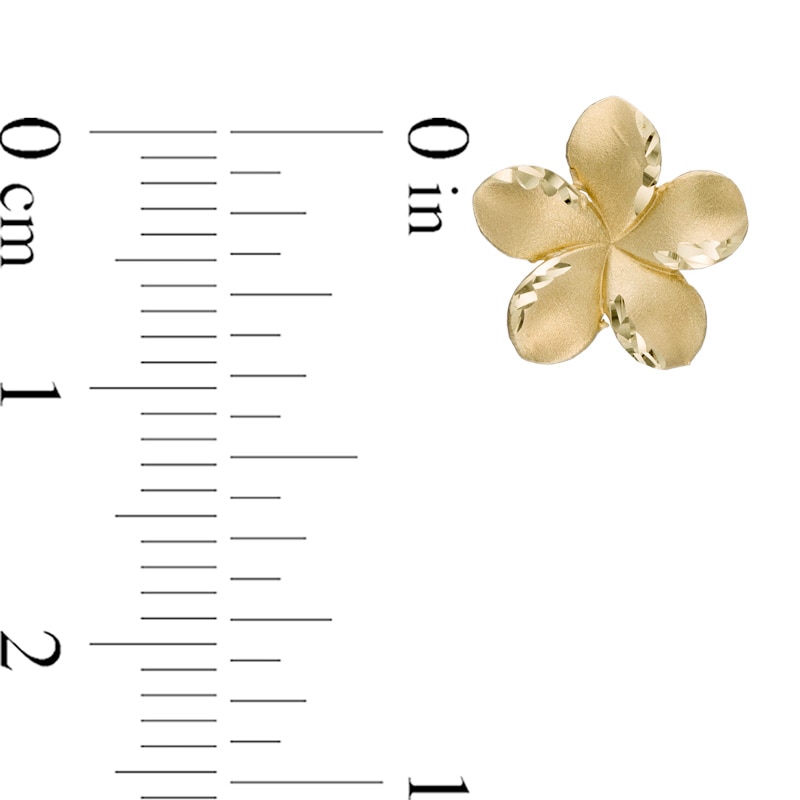 Main Image 2 of Plumeria Flower Stud Earrings in 10K Gold