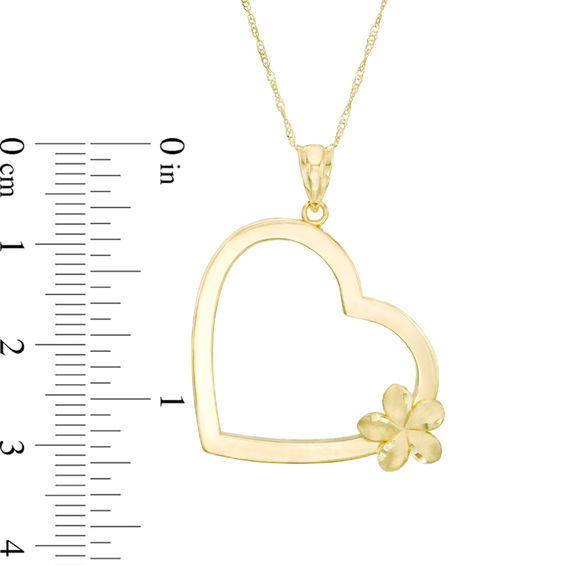 Heart Plumeria Flower Pendant in 10K Gold