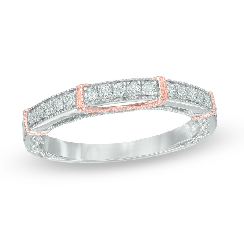 Main Image 1 of 1/5 CT. T.W. Diamond Vintage-Style Anniversary Band in 14K Two-Tone Gold