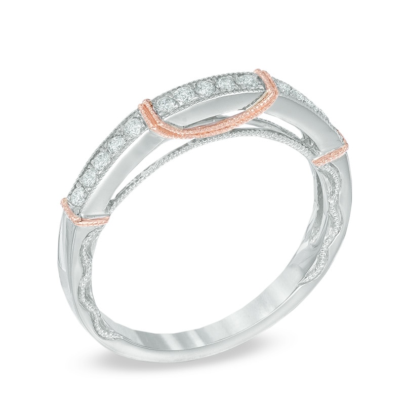 Main Image 2 of 1/5 CT. T.W. Diamond Vintage-Style Anniversary Band in 14K Two-Tone Gold