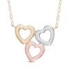 Thumbnail Image 1 of Triple Heart Necklace in 10K Tri-Tone Gold - 17"