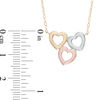 Thumbnail Image 2 of Triple Heart Necklace in 10K Tri-Tone Gold - 17"