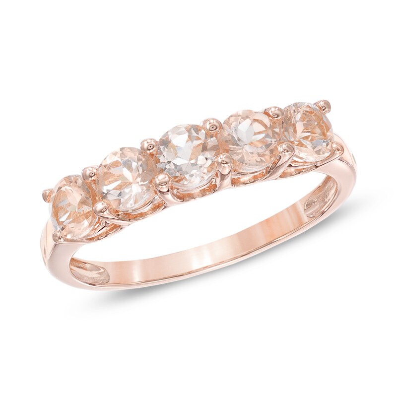 Main Image 1 of Morganite Five Stone Ring in 10K Rose Gold