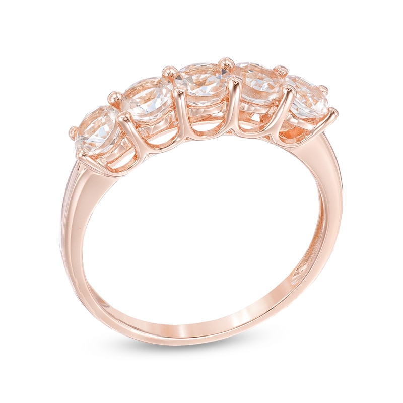 Main Image 2 of Morganite Five Stone Ring in 10K Rose Gold