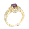 Thumbnail Image 2 of 5.5mm Amethyst and Lab-Created White Sapphire Ring in Sterling Silver with 14K Gold Plate