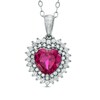 Thumbnail Image 0 of 8.0mm Heart-Shaped Lab-Created Ruby and White Sapphire Frame Pendant in Sterling Silver