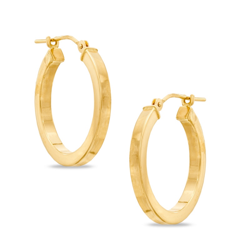 20mm Square Tube Hoop Earrings in 14K Gold