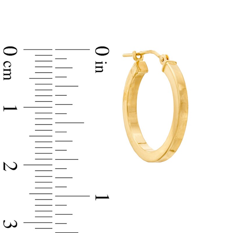 20mm Square Tube Hoop Earrings in 14K Gold