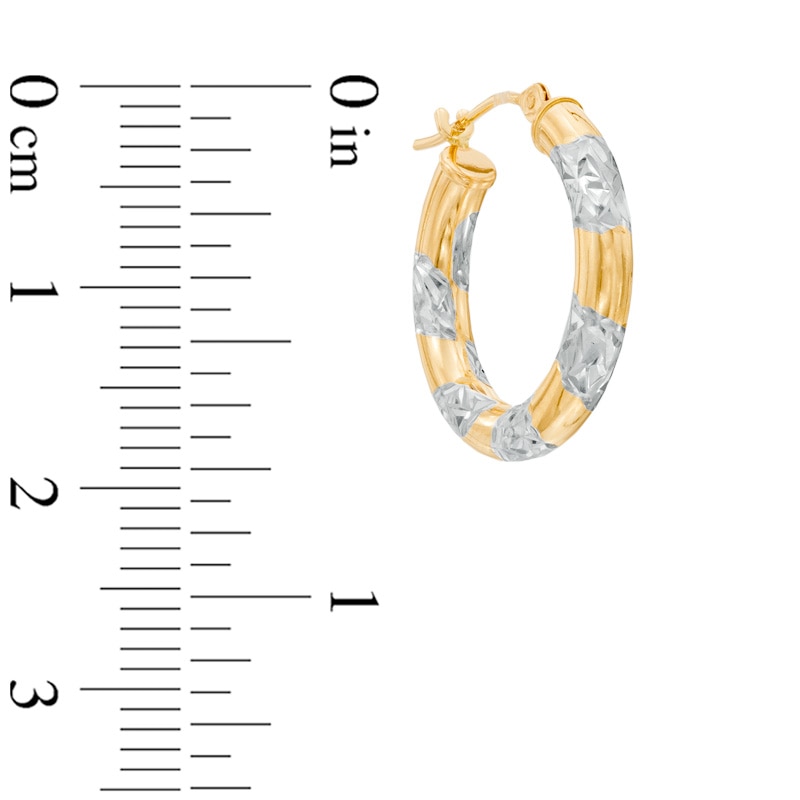 20mm Textured Round Tube Hoop Earrings in 14K Gold