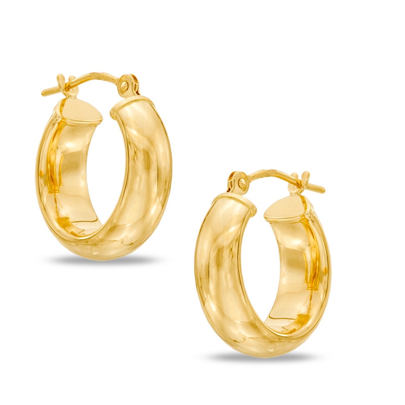 Main Image 1 of Wide Wedding Band Hoop Earrings in 14K Gold