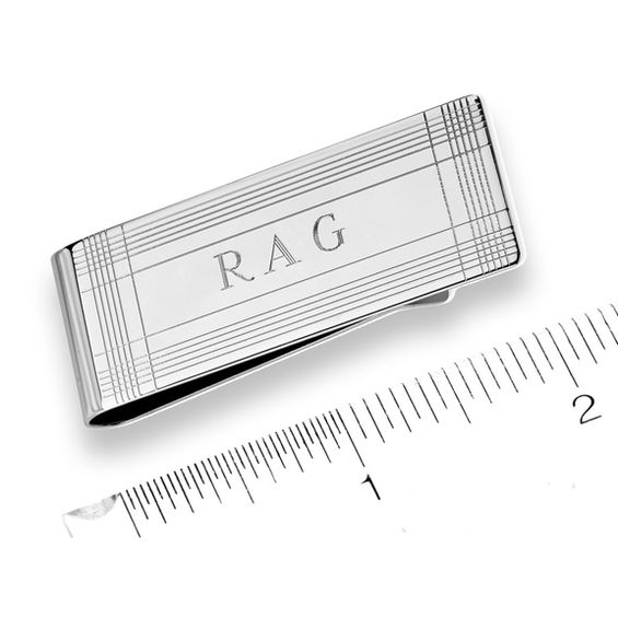 Men's Engraved Money Clip in Sterling Silver (3 Initials