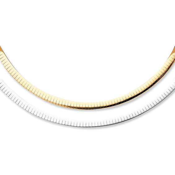 Ladies' Reversible 5.0mm Omega Chain Necklace in 14K Two-Tone 