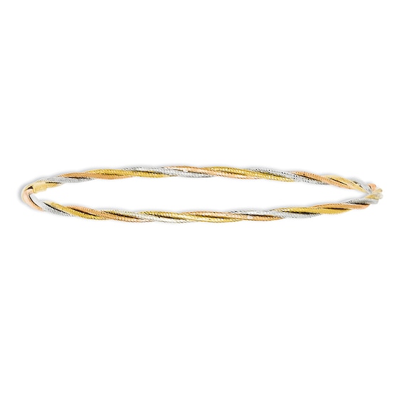 Twist Slip-On Bangle in 14K Tri-Tone Gold - 7.25"