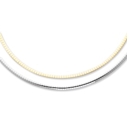Ladies' Reversible 3.0mm Omega Chain Necklace in 14K Two-Tone Gold - 18"