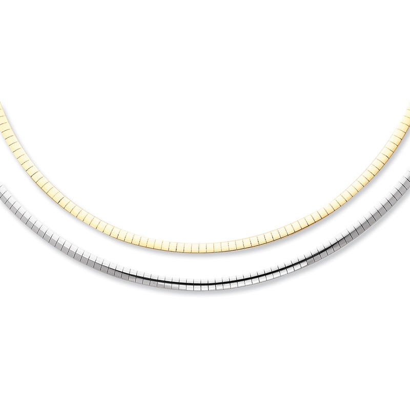 Main Image 1 of Ladies' Reversible 3.0mm Omega Chain Necklace in 14K Two-Tone Gold - 18"