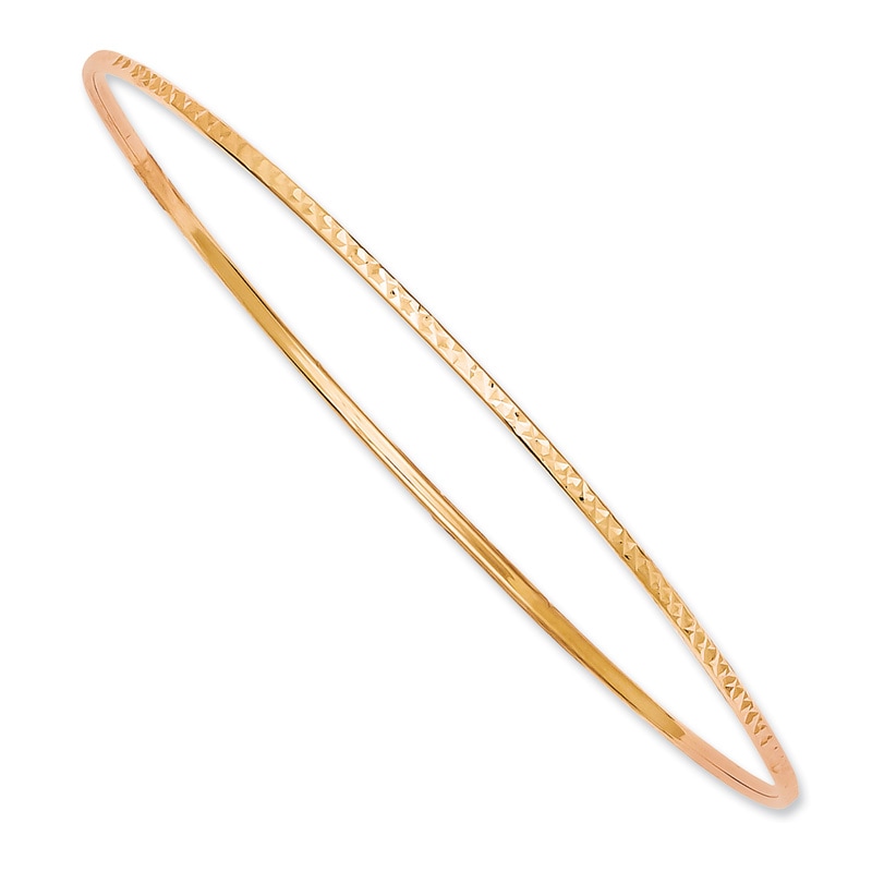 Diamond-Cut Slip-On Bangle in 14K Rose Gold - 8.0"