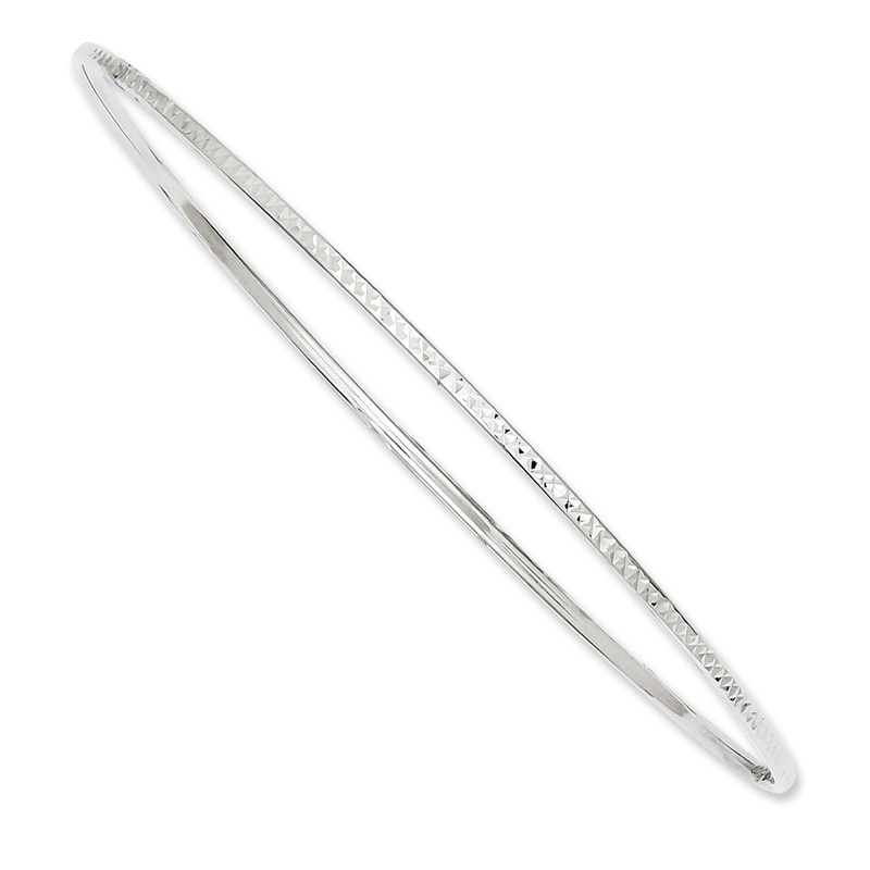 1.5mm Diamond-Cut Slip-On Bangle in 14K White Gold - 8.0"