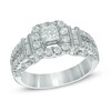 Thumbnail Image 1 of Celebration Ideal 1-3/8 CT. T.W. Certified Diamond Frame Collar Engagement Ring in 14K White Gold (I/I1)