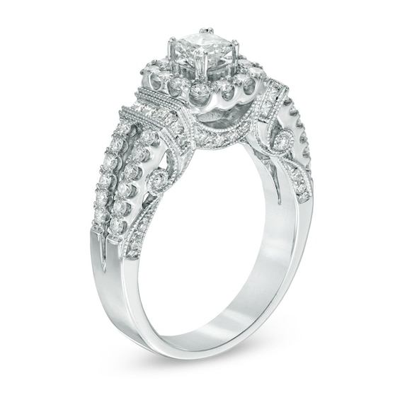 Celebration Ideal 1-3/8 CT. T.w. Certified Diamond Frame Collar Engagement Ring in 14K White Gold (I/I1)