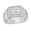 Thumbnail Image 0 of Men's 1 CT. T.W. Square-Cut and Round Diamond Frame Ring in 10K White Gold