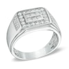 Thumbnail Image 1 of Men's 1 CT. T.W. Square-Cut and Round Diamond Frame Ring in 10K White Gold