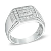 Thumbnail Image 2 of Men's 1 CT. T.W. Square-Cut and Round Diamond Frame Ring in 10K White Gold