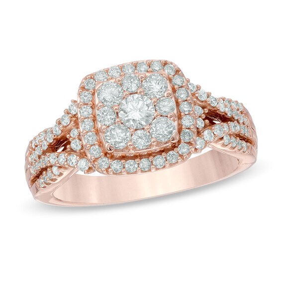 1 CT. T.w. Composite Diamond Frame Engagement Ring in 14K Rose Gold