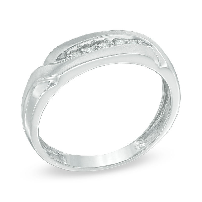 Men's Diamond Accent Wedding Band in 10K White Gold
