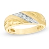 Thumbnail Image 0 of Men's 1/6 CT. T.W. Diamond Slant  Three Stone Comfort Fit Wedding Band in 14K Gold