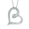 Thumbnail Image 1 of Diamond Accent Tilted Ribbon Heart Pendant in Sterling Silver