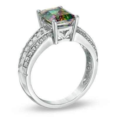 10k White Gold White Topaz Engagement Ring Size 6