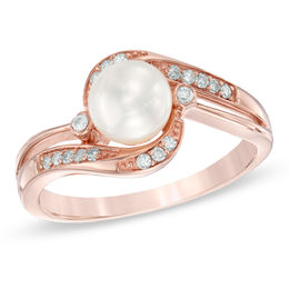 Pearl Rings Zales 6 0mm Cultured Freshwater Pearl And 1 10 Ct T W Diamond Ring In 10k