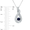 Thumbnail Image 1 of 4.0mm Blue Sapphire and 1/5 CT. T.W. Diamond Infinity Pendant in 14K White Gold