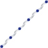 Thumbnail Image 0 of Lab-Created Blue Sapphire and Diamond Accent Twist Bracelet in Sterling Silver - 7.25"