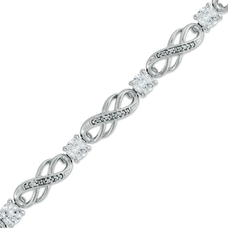 Lab-Created White Sapphire and Diamond Accent Infinity Bracelet in Sterling Silver - 7.5"