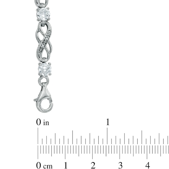 Lab-Created White Sapphire and Diamond Accent Infinity Bracelet in Sterling Silver - 7.5"