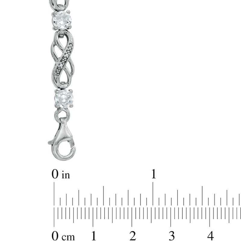 Lab-Created White Sapphire and Diamond Accent Infinity Bracelet in Sterling Silver - 7.5"