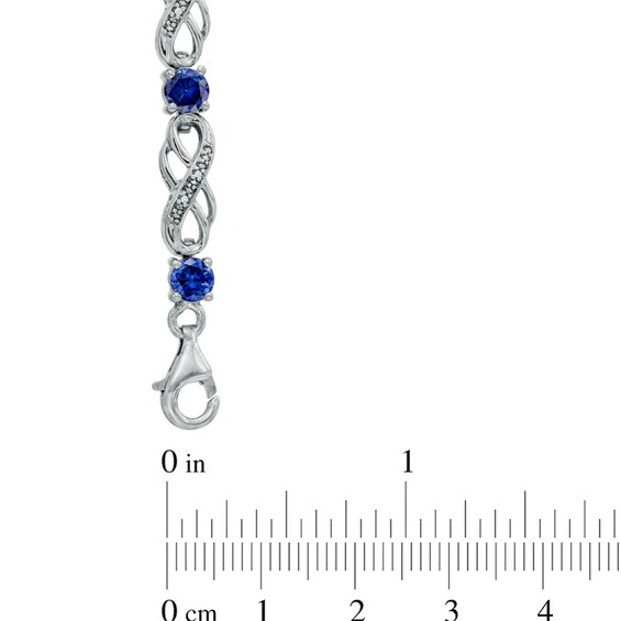 Lab-Created Blue Sapphire and Diamond Accent Infinity Bracelet in Sterling Silver - 7.5"