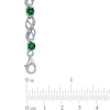 Thumbnail Image 2 of Lab-Created Emerald and 1/20 CT. T.W. Diamond Infinity Bracelet in Sterling Silver - 7.5"
