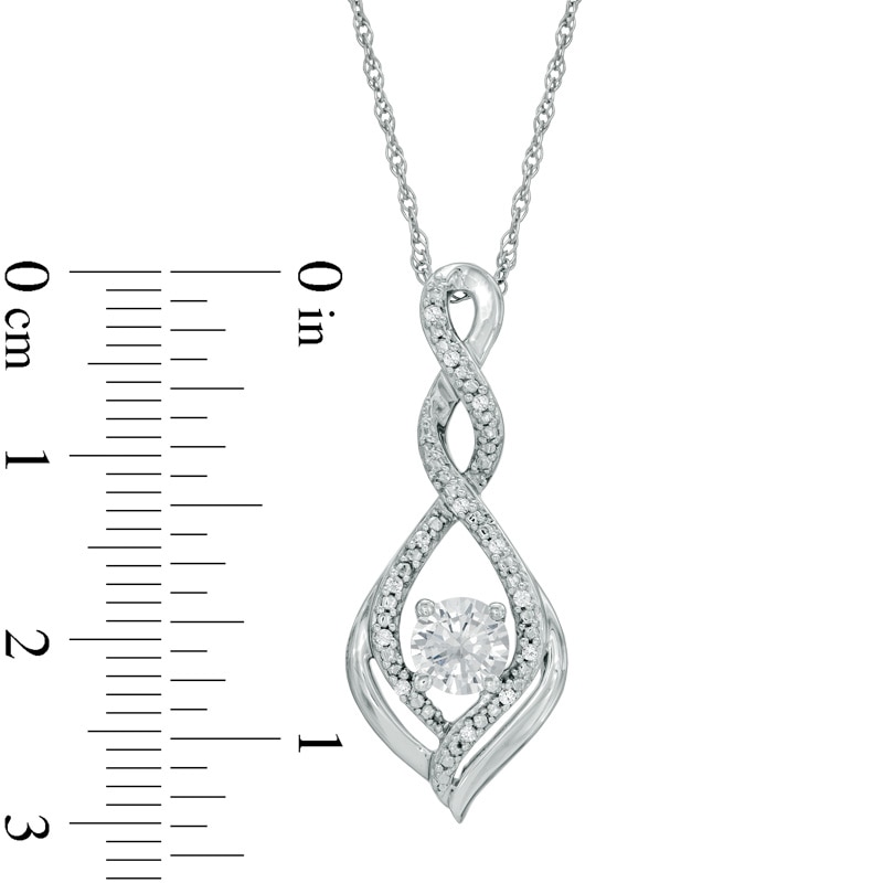 Main Image 2 of 5.0mm Lab-Created White Sapphire and Diamond Accent Infinity Twist Pendant in 10K White Gold