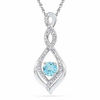 Thumbnail Image 0 of 5.0mm Blue Topaz and Diamond Accent Infinity Twist Pendant in 10K White Gold